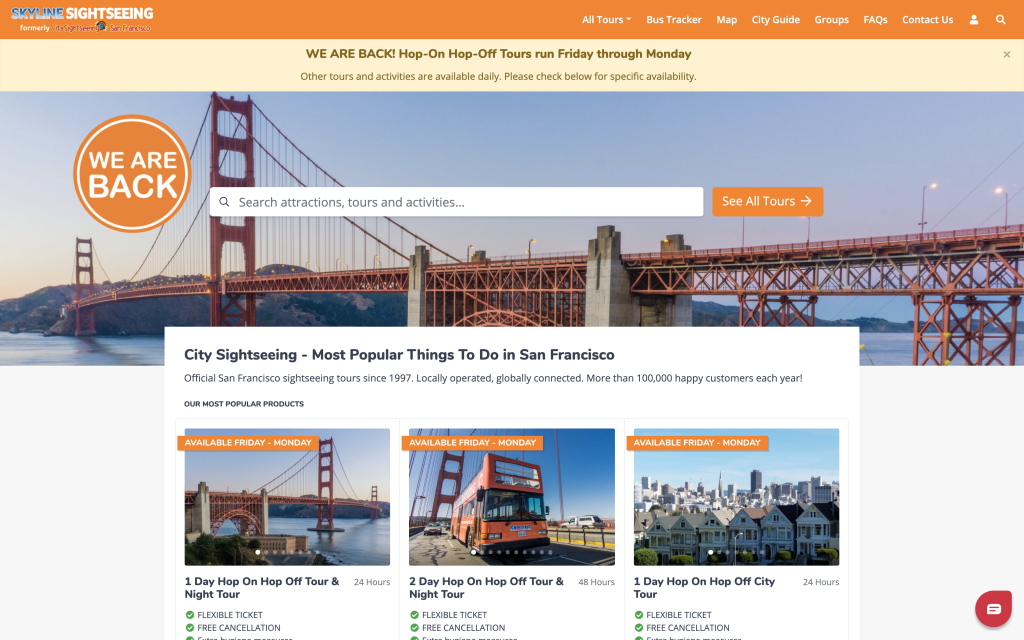 Ventrata's sites are built specifically to sell tours and attractions online conversions Ventrata’s web checkouts San Francisco web checkouts Christian watts Skyline